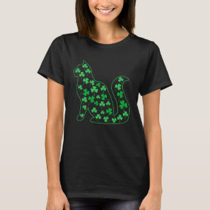 T-shirt chat de la saint patrick chat mignon trèfle