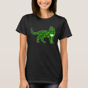 T-shirt Chat de la Saint-Patrick Cœur de trèfle vert irlan