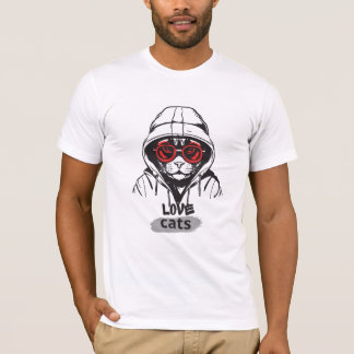 T-shirt Chat de l'amour cool Graphique – Chat stylé avec l
