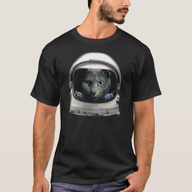 T-shirt Chat de l'astronaute du casque spatial (Devant)