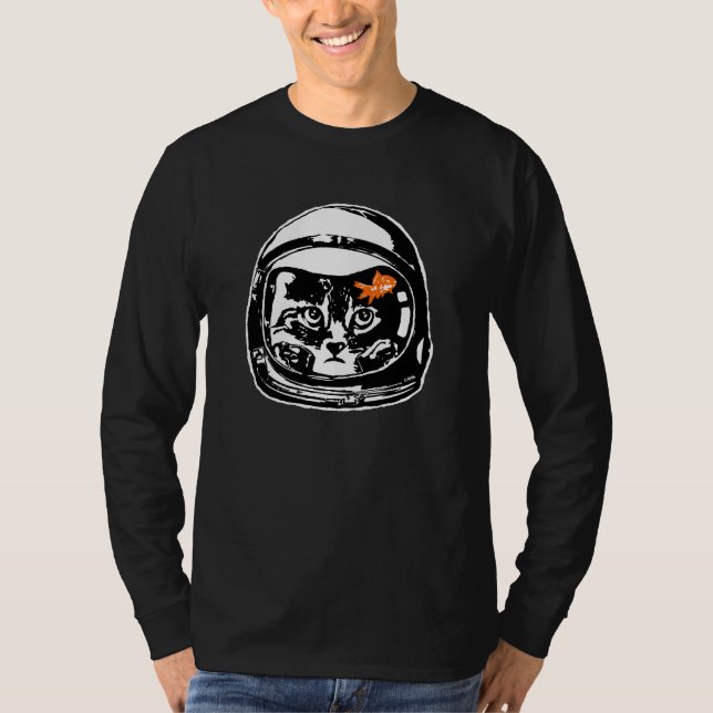 T-shirt Chat de l'espace et le poisson rouge (Devant)