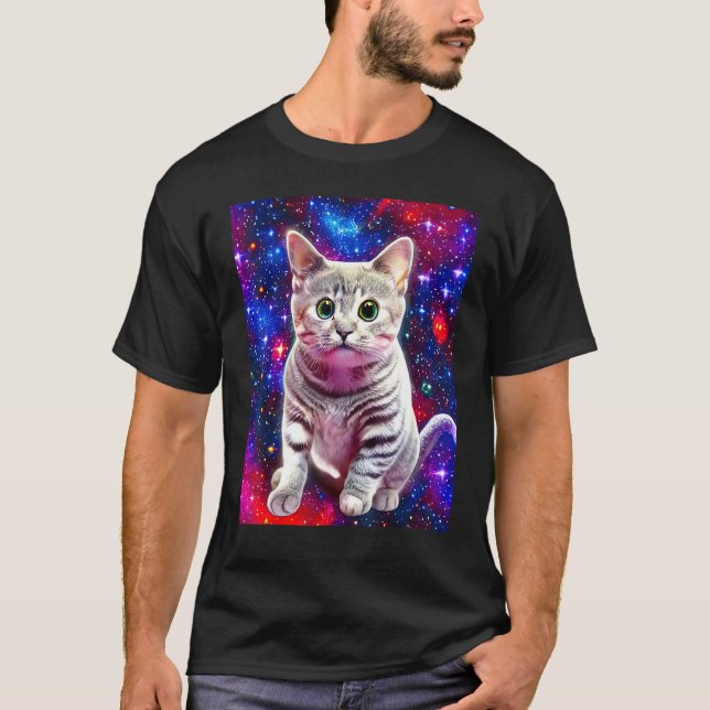 T-shirt Chat de l'espace Kitty Chat dans le style chat (Devant)