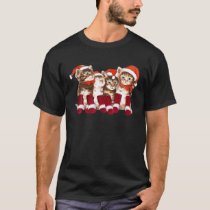 T-shirt Chat de Noël amusant avec chapeau de Père Noël Paj