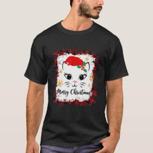 T-shirt Chat de Noël Chat avec chapeau de Père Noël Joyeux