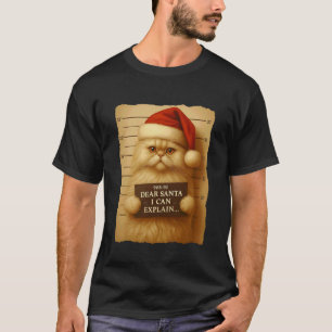 T-shirt Chat de Noël drôle - Chapeau de Père Noël persan m