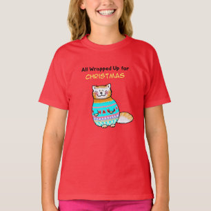 T-shirt Chat de Noël fantaisiste Joie de Noël 
