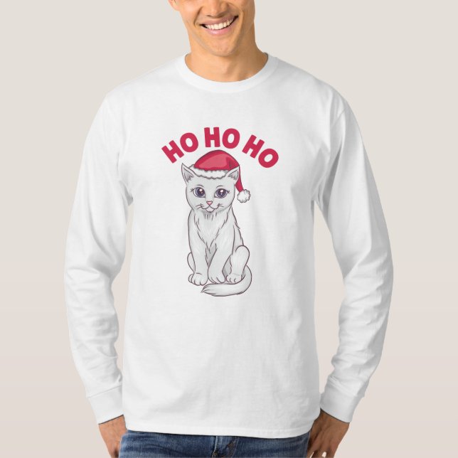 T-shirt Chat de Noël Ho Ho (Devant)