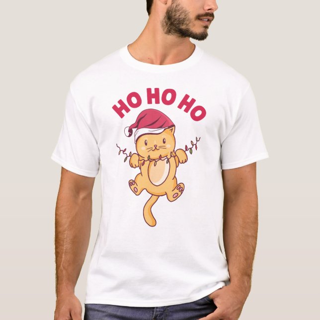 T-shirt Chat de Noël Ho Ho (Devant)
