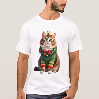 T-shirt Chat de Noël Maine Coon Américain à poil long (1)