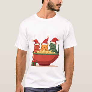 T-shirt Chat de Noël Ramen Santa Anime Miaou Kitty Miaou C