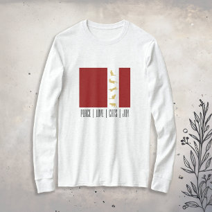 T-shirt Chat de Noël Rouge Blanc Or