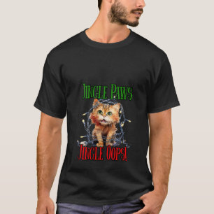 T-shirt Chat De Noël Tangé Dans Les Lumières Jingle Paws J