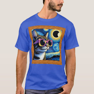 T-shirt Chat de nuit étoilé portant des lunettes de soleil