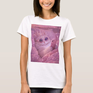 T-shirt Chat de princesse gâtée textant au lit