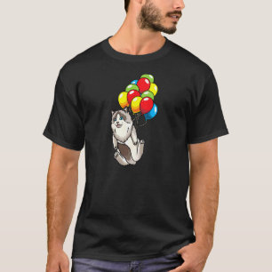 T-shirt Chat De Ragdoll Pour Femmes Accroché Sur Des Ballo
