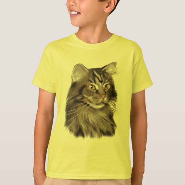 T-shirt Chat de ragondin tigré noir du Maine (Devant)