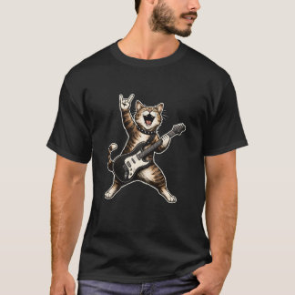 T-shirt Chat de Rock Guitare , Amoureux de Musique de Chat