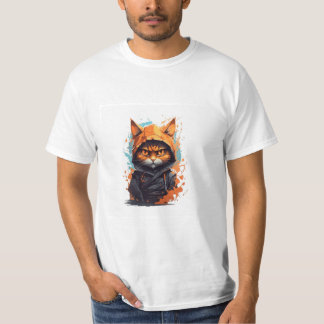 T-shirt Chat de rue guerrier orange hodie