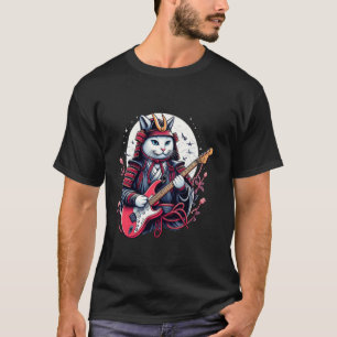 T-shirt Chat de samouraï japonais jouant de la guitare éle