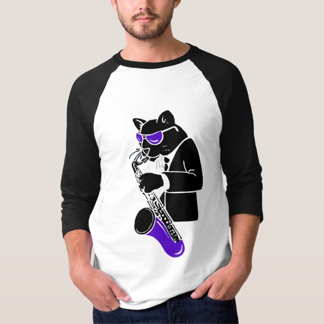 T-shirt Chat de saxophone ténor (Devant)