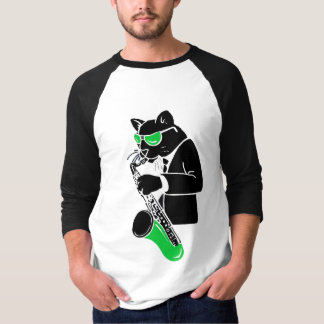 T-shirt Chat de saxophone ténor - vert