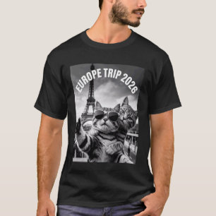 T-shirt Chat de selfie cool voyage en Europe 2026 France P