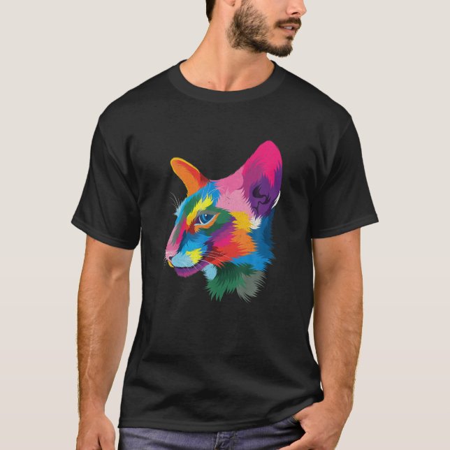 T-shirt Chat de Siamese Colorful Siamese Abstrait Animal C (Devant)