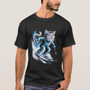 T-shirt Chat de ski drôle de skieur sport d'hiver