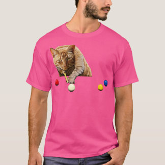 T-SHIRT CHAT DE SNOOKER CHAT JOUER BILLIARDS DE PISCINE DE