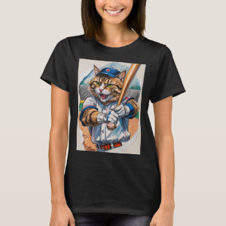 T-shirt Chat de softball !