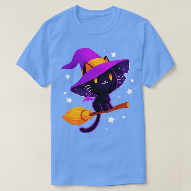 T-shirt Chat de sorcière Chat magique noir mignon éffrayan (Design devant)