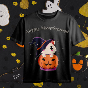 T-shirt Chat de sorcière Kawaii adorable dans une citrouil