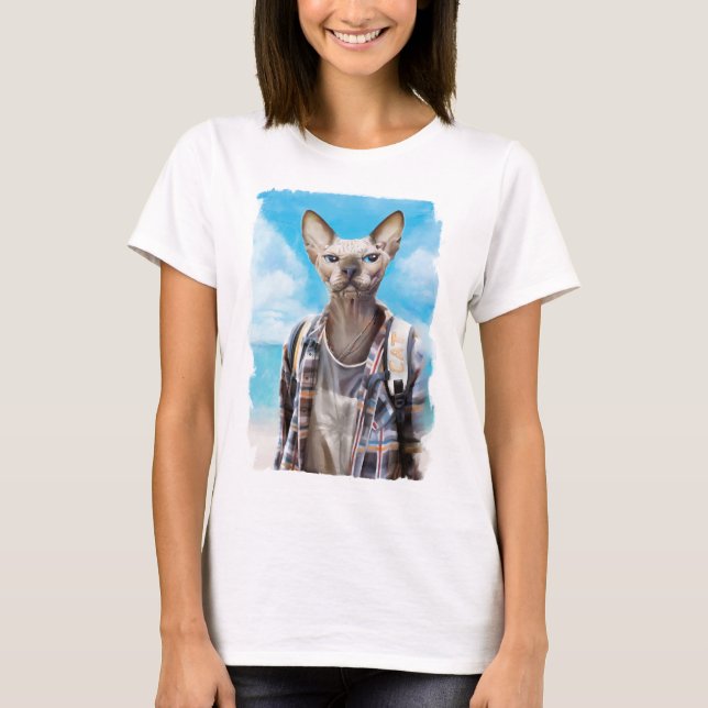 T-shirt Chat de Sphynx. touriste (Devant)
