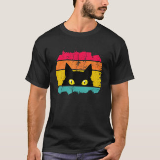 T-shirt Chat de style rétro Chats minou noir