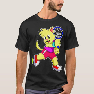 T-shirt Chat de Tennis avec raquette de Tennis Tennis