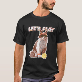 T-shirt Chat de tennis cool portant des lunettes de soleil