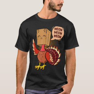 T-shirt Chat de Thanksgiving Faux Chat Miaou Dinde de Th