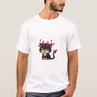 T-shirt Chat démon pixel confus - Méchant mignon et diabol