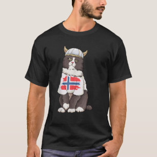 T-shirt Chat des forêts norvégiennes Norvège Drapeau Vikin
