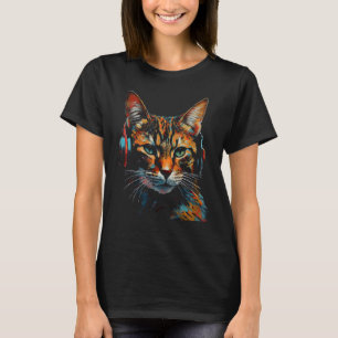 T-shirt Chat Dessin Animé Musique Écouteurs Coloré Animal
