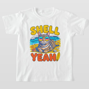 T-shirt Chat d'été Coquillage Ouais Plage - Lunettes de so