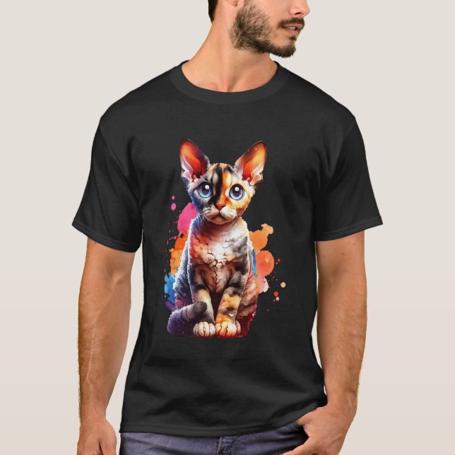 T-shirt Chat Devon Rex (Devant)