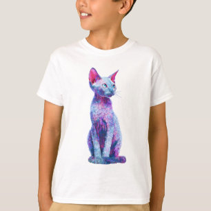T-shirt Chat Devon Rex Enfant aux poils ondulés stylisés v