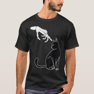 T-shirt Chat d'Halloween à main de squelette noir Boop