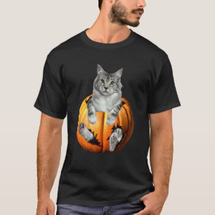 T-shirt Chat d'Halloween Citrouille Chatons