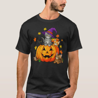 T-shirt Chat d'Halloween Citrouille Saison Sombre Hommes F