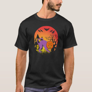 T-shirt Chat d'Halloween Maison Hantée Sorcière Chauves-so