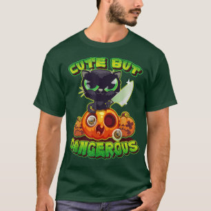 T-shirt Chat d'Halloween noir mignon mais dangereux et Cit