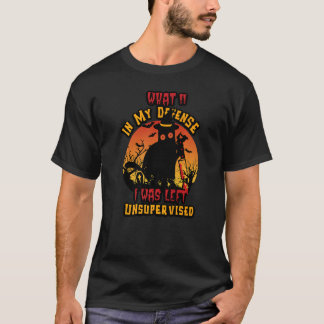 T-shirt Chat d'Halloween Que Dans Ma Défense J'Étais Laiss