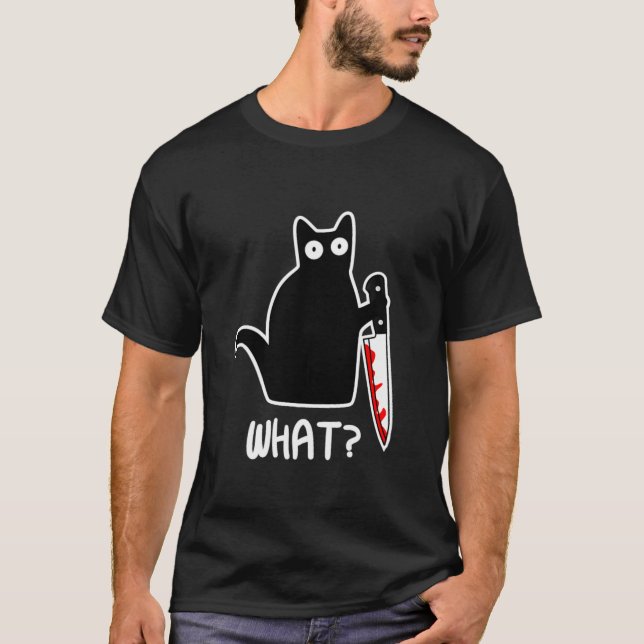 T-shirt Chat d'Halloween Quel drôle Chat noir Meurtrier Ch (Devant)